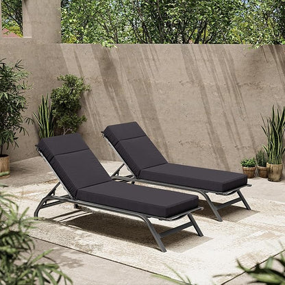2 Pcs Chaise Lounge Cushions Outdoor, 72" L X 21" W X 4" D Lounge Chair Cushions for Outdoor Furniture, High-Density Foam Patio Chaise Cushion-Waterproof Fade-Resistant ThickPatio lounge chair cushion