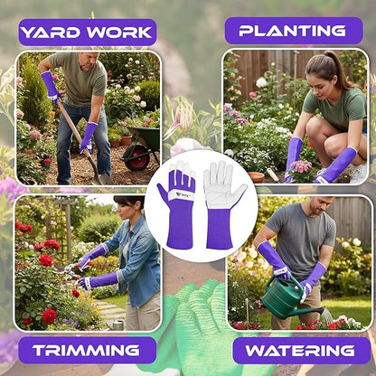 Long Gardening Gloves Leather Ladies Men Women Durable Goatskin Garden Gloves Forearm Thorn Proof Work