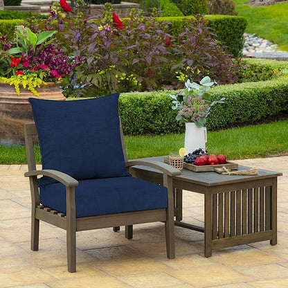Arden Outdoor Foam Deep Seat Cushion Set, 22x24, Premium High-Density Foam, Never Flattens, Weather-Proof for Patio Chair Sofa Couch, Sapphire Blue Leala