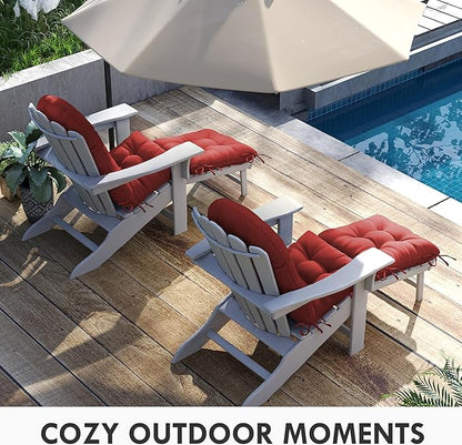 Adirondack Chair Cushion with Ottoman, Folding Adjustable Adirondack Seat Cushions, Waterproof Adirondack Patio Chair Pads for Garden, Deck, or Poolside, Small-Red-2