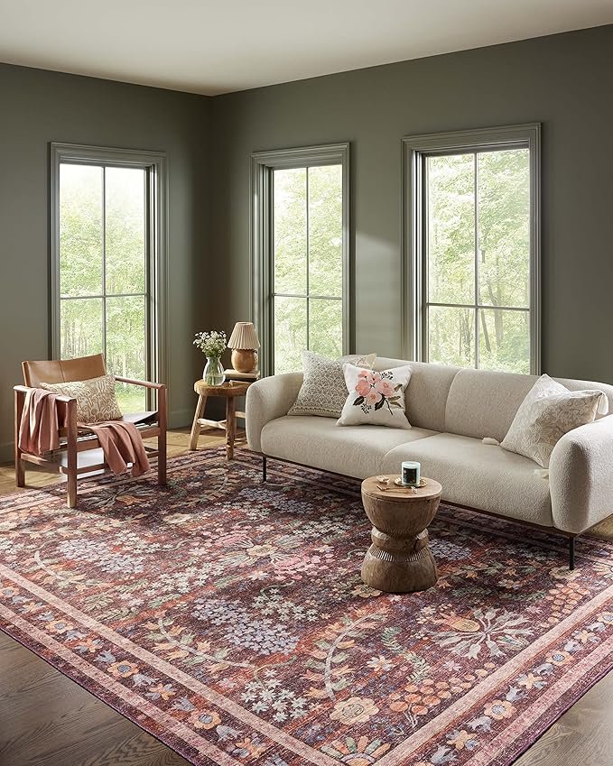Loloi Rifle Paper Co. Maison Collection MAO-06 Red 2'-6" x 12'-0", .19" Pile Height, Runner Rug
