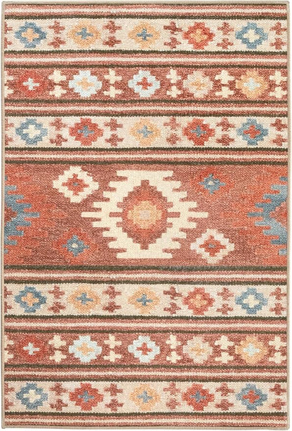 Dash & Albert Canyon Natural Machine Washable Rug, 4 X 6 Feet, Natural Geometric Pattern - Premium Luxury Hotel Quality Soft Breathable Hypoallergenic Machine Washable Easy Care All Season