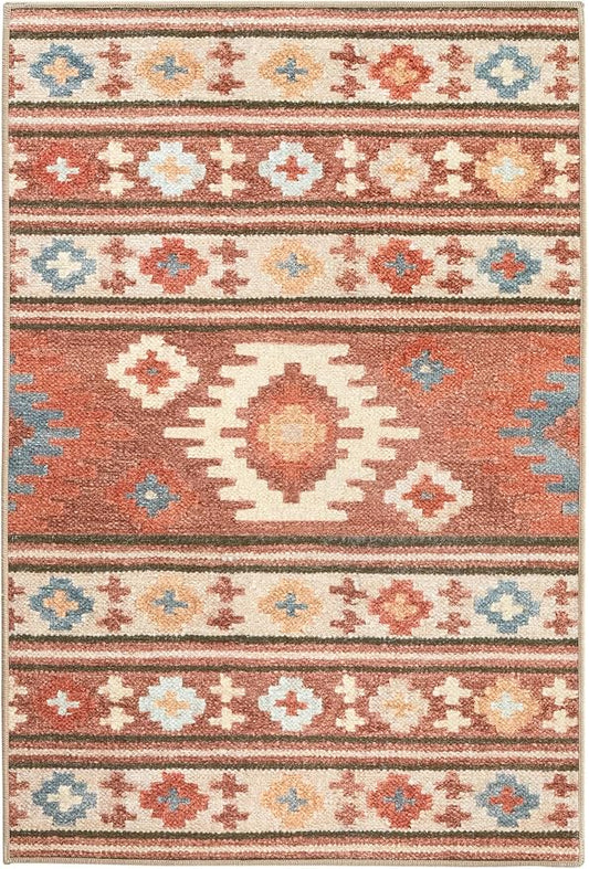 Dash & Albert Canyon Natural Machine Washable Rug, 4 X 6 Feet, Natural Geometric Pattern - Premium Luxury Hotel Quality Soft Breathable Hypoallergenic Machine Washable Easy Care All Season