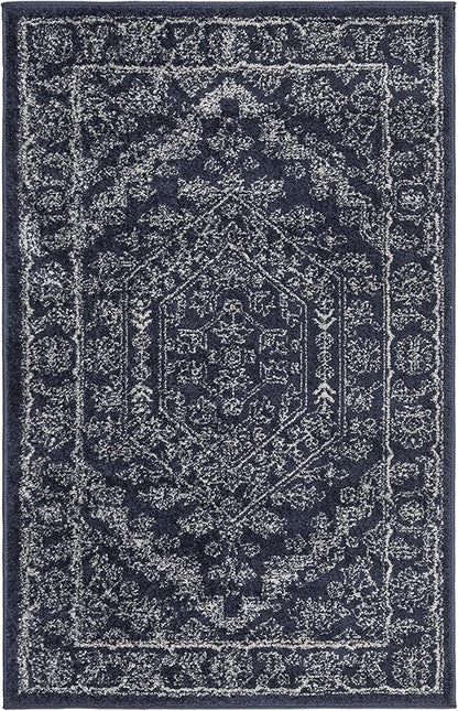 SAFAVIEH Adirondack Collection Accent Rug - 3' x 5', Navy & Ivory, Oriental Medallion Design, Non-Shedding & Easy Care, Ideal for High Traffic Areas in Entryway, Living Room, Bedroom (ADR108N)