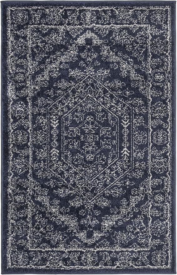 SAFAVIEH Adirondack Collection Accent Rug - 2'6" x 4', Navy & Ivory, Oriental Medallion Design, Non-Shedding & Easy Care, Ideal for High Traffic Areas in Entryway, Living Room, Bedroom (ADR108N)