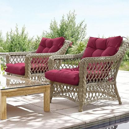 Patio Seat&Back Chair Cushions for Outdoor Furniture，Comfortable Cushions for Rocking/Dining/Lawn Chair-Set of 2