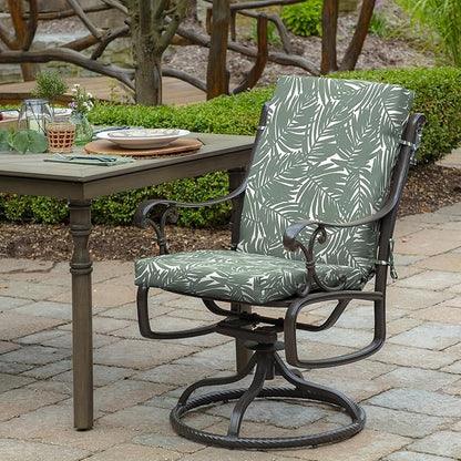 Arden 4-Pack Outdoor Patio Dining Chair Cushion, 20x44, Rain-Proof Seat Pad, Fade-Resistant Outdoor Cushion Sage King Palm