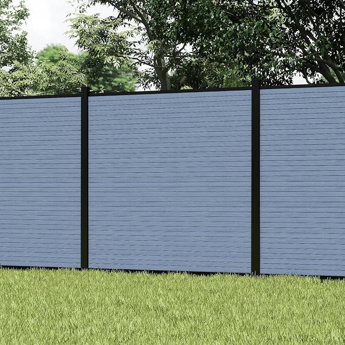 Privacy Fence Panels for Outside with 1 Post, 6' × 6' Windproof Composite Fence Cover Privacy, Garden Fencing Panel for Yard Pool Equipment Trash Can(Poured Concrete, Grey)