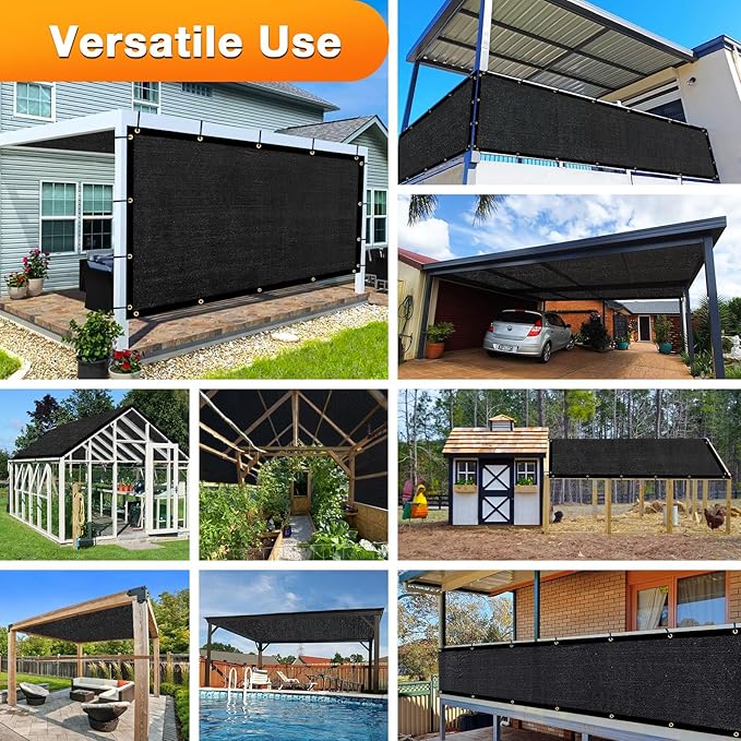 Artpuch Outdoor Pergola Shade Cover 4x5 FT Sun Shade Cloth with Grommets Black 90% UV Protection Canopy Patio Privacy Screen (Customized Available)