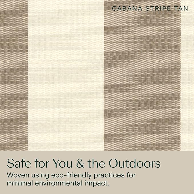 Honeycomb Outdoor Set of 2 Seat Pads, 20 x 20, Cabana Stripe Tan Dining Chair Cushions for Patio Furniture