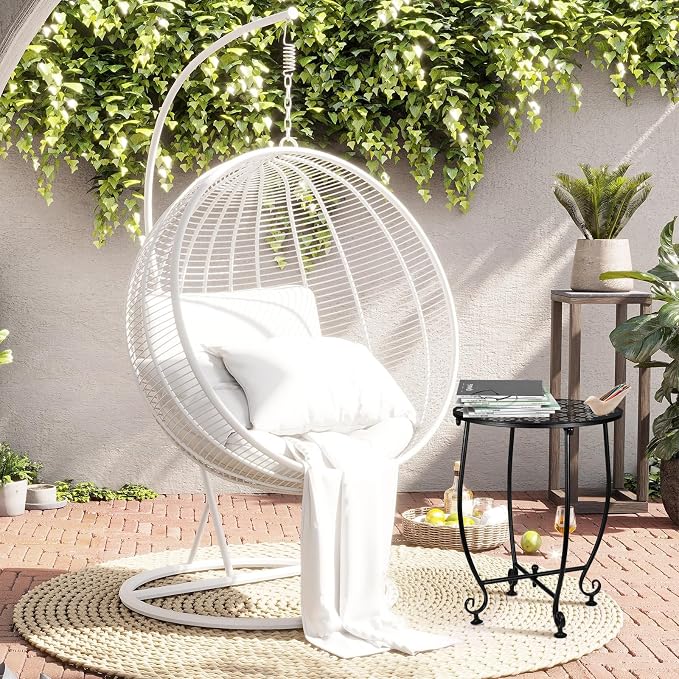 14 Inch Outdoor Metal Side Table, Patio Side Table Weather Resistant Metal Side Table, Small Round Outdoor End Table Plant Stands Table Outside for Patio Yard Balcony Garden Black(Color4-Flowers)