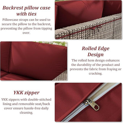 14 Pcs Outdoor Cushion Slipcovers Outdoor Patio Cushion Covers Replacement Waterproof with Zipper for Outdoor Furniture, Patio Sofa Couch 3 Sizes, Covers Only