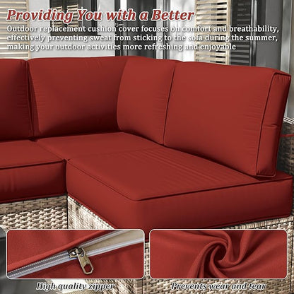 14 Pcs Outdoor Cushion Slipcovers Outdoor Patio Cushion Covers Replacement Waterproof with Zipper for Outdoor Furniture, Patio Sofa Couch 3 Sizes, Covers Only