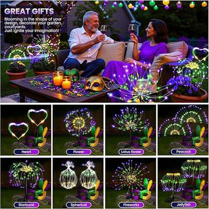 PEVOROS Garden Decor Solar Lights Outdoor,4 Pack 120LED Waterproof Colorful Solar Garden Lights Your Outdoor Decoration,Yard, Patio, Porch,Flower Pot,Pathway, for 4th of July (Purple, Green, Yellow)
