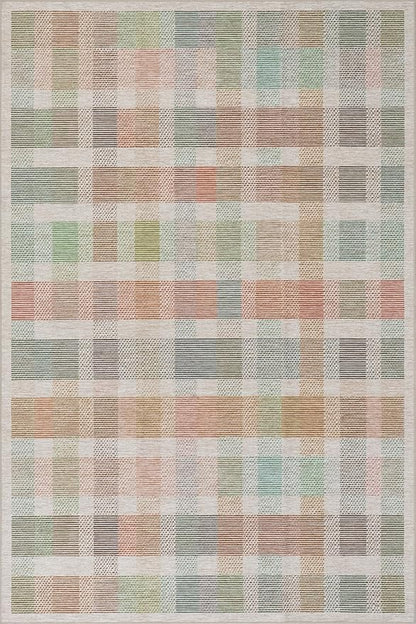 Dash & Albert Chanan Plaid Multi Machine Washable Rug, 6 X 9 Feet, Multicolored/Ivory Plaid Pattern