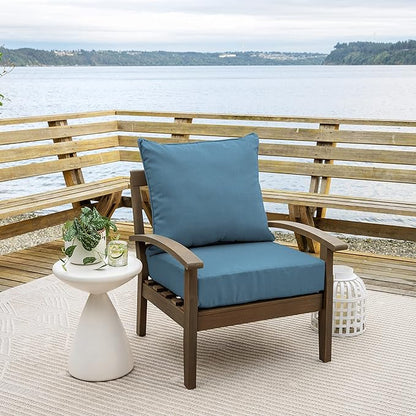 Arden Outdoor Deep Seat Cushion Set (2-Pack), 24 in x 24 in, Weather-Proof, Rain-Proof, Fade Resistant Patio Cushion for Chair, Sofa, and Couch French Blue Texture