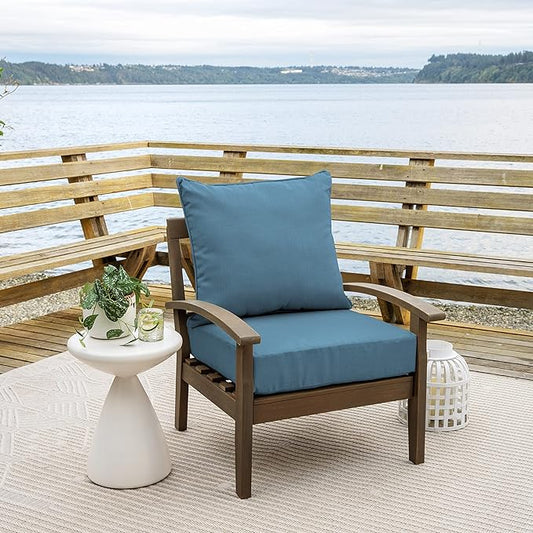 Arden Outdoor Deep Seat Cushion Set (4-Pack), 24 in x 24 in, Weather-Proof, Rain-Proof, Fade Resistant Patio Cushion for Chair, Sofa, and Couch French Blue Texture