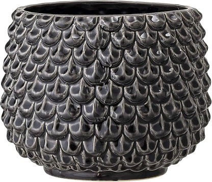 Bloomingville Stoneware Flower Pot Pinecone, Planter, 6,5'', Black