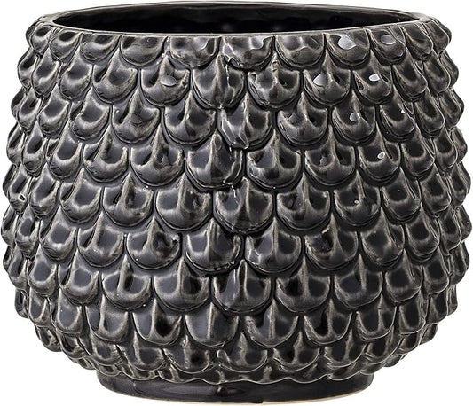 Bloomingville Stoneware Flower Pot Pinecone, Planter, 6,5'', Black