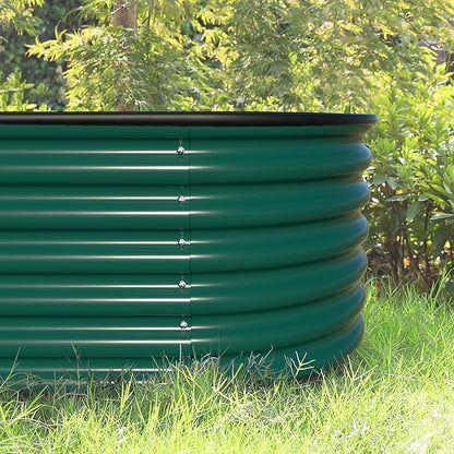 MUPATER 17" H Galvanized Raised Garden Bed, 8x2FT Raised Garden Bed Outdoor for Vegetables, Raised Garden Bed Kit, 9-in-1 Metal Planter Boxes Outdoor for Plants Flowers, Green
