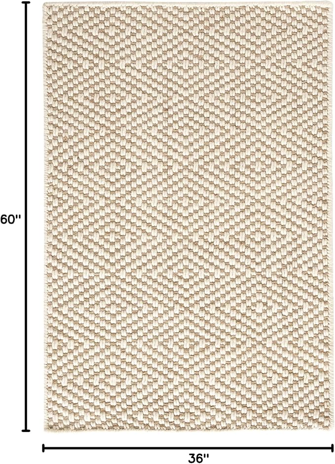 Dash and Albert Cocchi Handwoven Wool Rug, 3 X 5 Feet, Neutral Geometric Pattern - Premium Luxury Hotel Quality Soft Breathable Hypoallergenic Machine Washable Easy Care All Season Comfortable