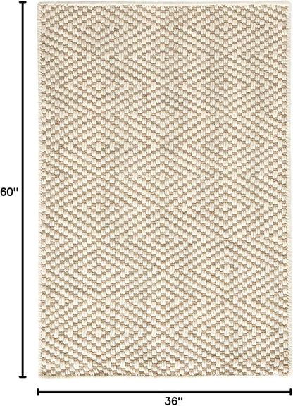 Dash and Albert Cocchi Handwoven Wool Rug, 3 X 5 Feet, Neutral Geometric Pattern - Premium Luxury Hotel Quality Soft Breathable Hypoallergenic Machine Washable Easy Care All Season Comfortable