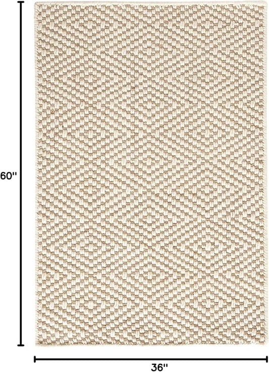 Dash and Albert Cocchi Handwoven Wool Rug, 3 X 5 Feet, Neutral Geometric Pattern - Premium Luxury Hotel Quality Soft Breathable Hypoallergenic Machine Washable Easy Care All Season Comfortable