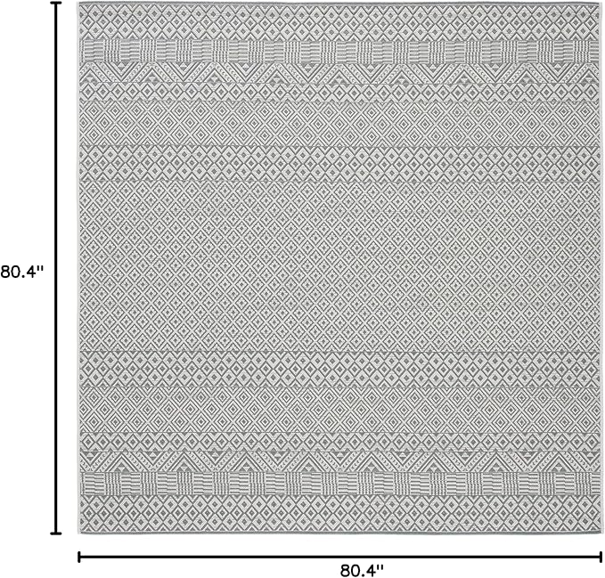 SAFAVIEH Washable Rug Outdoor Courtyard Collection - 6'7" Square, Brown & Grey, Non-Shedding & Easy Cleaning, Ideal for Patio, Backyard, Mudroom (CY6235-07812)