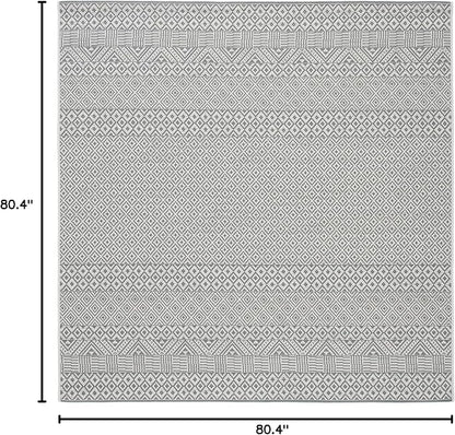 SAFAVIEH Washable Rug Outdoor Courtyard Collection - 6'7" Square, Brown & Grey, Non-Shedding & Easy Cleaning, Ideal for Patio, Backyard, Mudroom (CY6235-07812)
