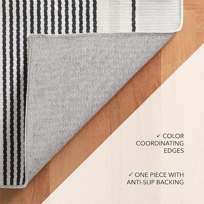 Dash & Albert Gunner Stripe Machine Washable Rug, 3 X 5 Feet, Grey Stripe Pattern