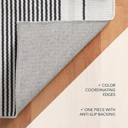 Dash & Albert Gunner Stripe Machine Washable Rug, 3 X 5 Feet, Grey Stripe Pattern