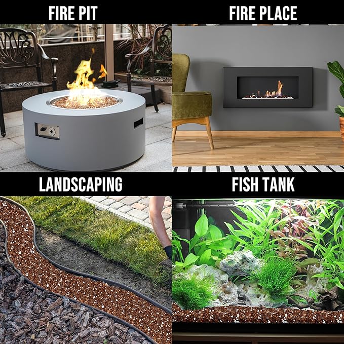 Skyflame High Luster 10-Pound Fire Glass for Fire Pit Fireplace Landscaping, 1/4-Inch Copper Reflective