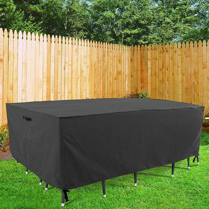 Tempera Outside Table and Chair Covers, Outdoor Dining Set Cover, Patio Furniture Cover Waterproof,Durable, Heavy Duty for Winter, Rectangle,62''L x 42''W x 27.8''H, Space Grey
