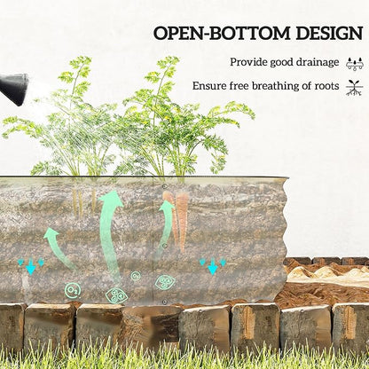 Outsunny 6.5' x 2' x 1' Galvanized Raised Garden Bed Kit, Outdoor Metal Elevated Planter Box with Safety Edging, Easy DIY Stock Tank for Growing Flowers, Herbs & Vegetables, Cream