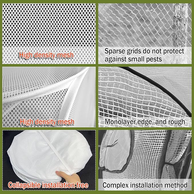 47" x 21" x 17" Garden Netting for Raised Beds, Foldable Raised Garden Bed Cover with Ground Nail, Raised Bed Cover Fit 4 x 2ft Garden Beds, Insect Bird Control, Plant Protection