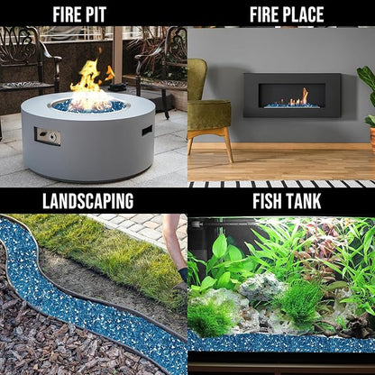 Skyflame 10-Pound Fire Glass for Fireplace Fire Pit and Landscaping, Pacific Blue Reflective, 1/4-Inch