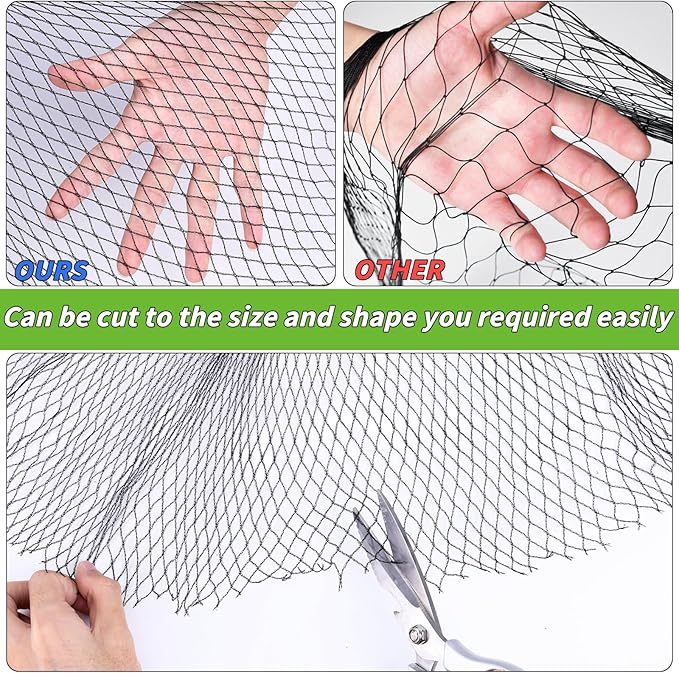 Garden Mesh Netting 10x50 FT - Heavy Duty Bird Net, Mesh Pest Barrier Reusable Ultra Fine Deer Fence Netting Crops Row Cover Raised Bed Protect Fruits Flower Vegetables from Bird Deer Squirrel