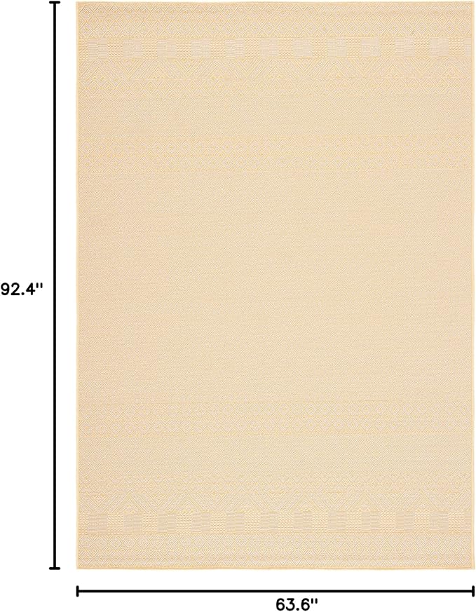SAFAVIEH Washable Rug Outdoor Courtyard Collection - 5'3" x 7'7", Gold & Beige, Non-Shedding & Easy Cleaning, Ideal for Patio, Backyard, Mudroom (CY6235-30612)