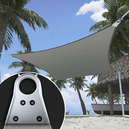 ShadeMart Heavy Duty 21' x 27' Grey Sun Shade Rectangle Shade Sail, Super Ring Canopy Awning Shades for Patio Carport Yard UV Blockage Commercial Grade 260 GSM, We Custom Size