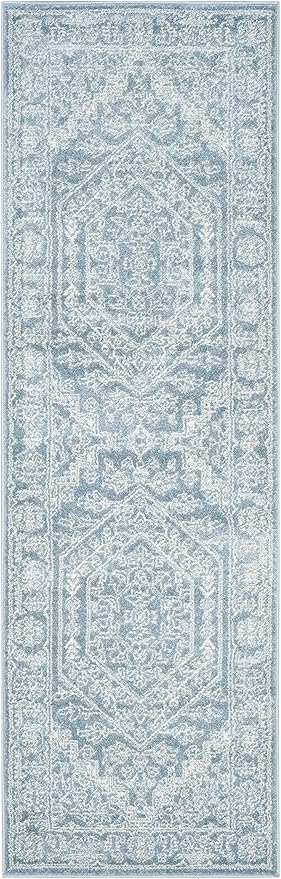 SAFAVIEH Adirondack Collection Runner Rug - 2'6" x 8', Slate & Ivory, Oriental Medallion Design, Non-Shedding & Easy Care, Ideal for High Traffic Areas in Living Room, Bedroom (ADR108T)