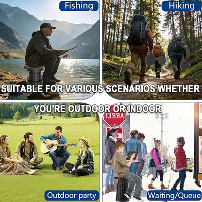 Upgraded 18.1" Collapsible Stool with Adjustable Strap,Lightweight Folding Stool,Load Capacity 600lbs,Retractable Camping Stool Portable Folding Chair or Travel Footrest for Outdoor Fishing Hiking BBQ