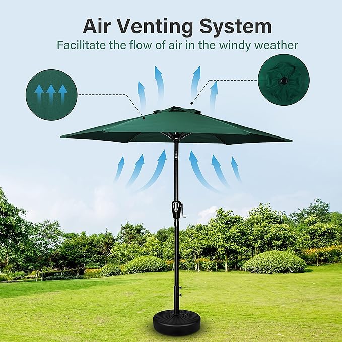 Simple Deluxe 2 Pack 9FT Outdoor Patio Umbrella Table Market Umbrella with Push Button Tilt and Crank, 8 Sturdy Ribs, UV Protection Waterproof for Garden, Lawn, Deck, Backyard, Pool, Green
