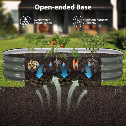 Winpull Raised Garden Bed Kit, 5x2x1 ft Galvanized Planter Box Outdoor with Safety Edging, Large Metal Raised Beds for Gardening Vegetables Flower Fruits (Volcanic Ash)