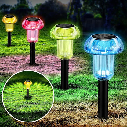 Easter Solar Pathway Lights Outdoor Decorative 4 Pack, Blue LED Mushroom Solar Lights Outdoor Waterproof Solar Powered Decor for Yard Driveway Patio, Valentines Day Halloween Christmas Garden Decor