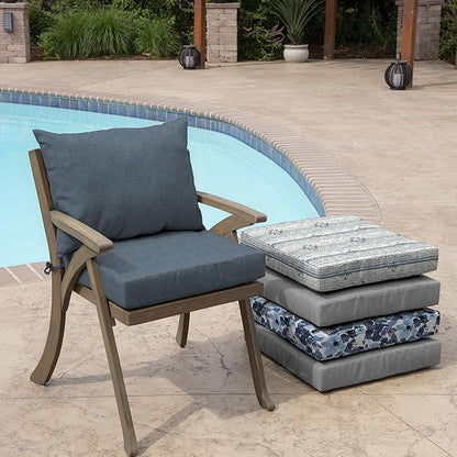 Arden Performance Outdoor Cushion Set, 21 x 21, Patio Cushion, Rain-Proof, Fade Resistant, Denim Alair