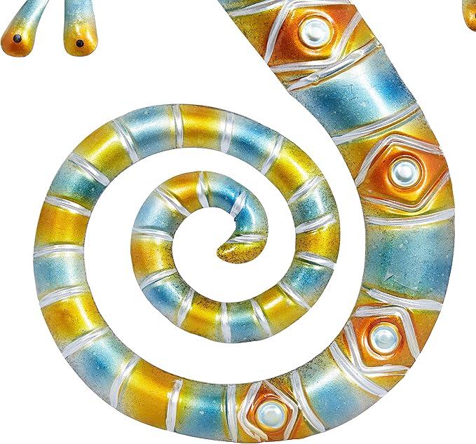 Deco 79 Metal Lizard Home Wall Decor Indoor Outdoor Wall Sculpture, Wall Art 30" x 14" x 2", Multi Colored