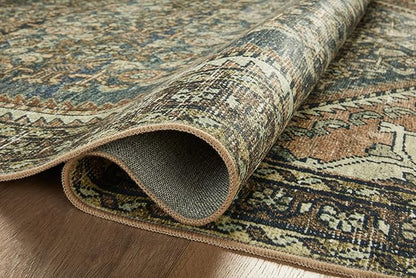 Loloi Magnolia Home by Joanna Gaines Banks Collection BAN-02 Denim/Clay 3'-6" x 5'-6" .13" Pile Height, Machine Washable, Accent Rug