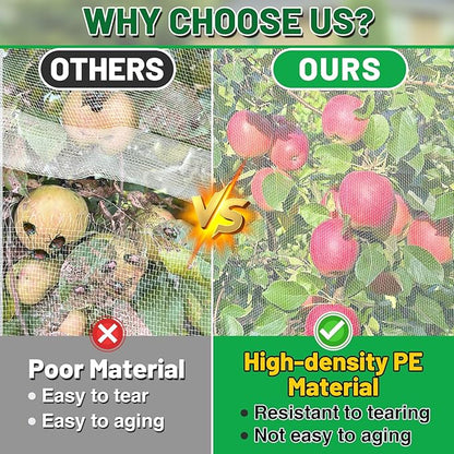 Easy Installation Fruit Tree Netting with Zipper & Drawstring - 6.2x6.2ft Ultra Fine Mesh Garden Protection Screen to Protect Pear Peach Apple from Bird Insect Bug Cicada Deer Squirrel - 2pcs