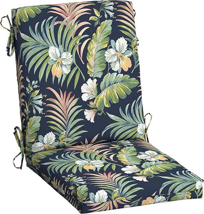 Arden Outdoor Patio Dining Chair Cushion, 20x44, Rain-Proof Seat Pad, Fade-Resistant Outdoor Cushion Simone Blue Tropical