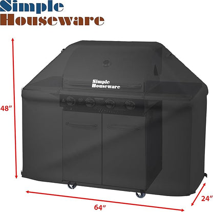 Simple Houseware 64 in. Heavy-Duty BBQ Gas Grill Cover, 600D Polyester Waterproof, Weather-Resistant